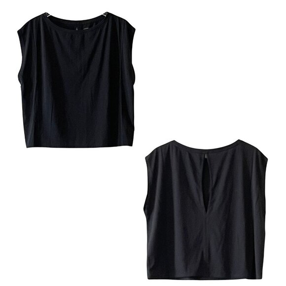 NEW Calme by Johnny Was Keyhole Split Back Muscle Tee in Black Sz. XL - Picture 1 of 4